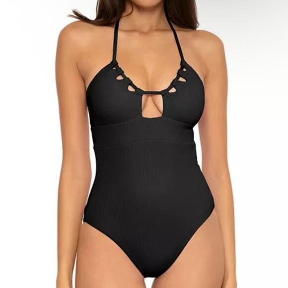 Becca NWT Pucker Up Cutout Ribbed One Piece L - Picture 1 of 7